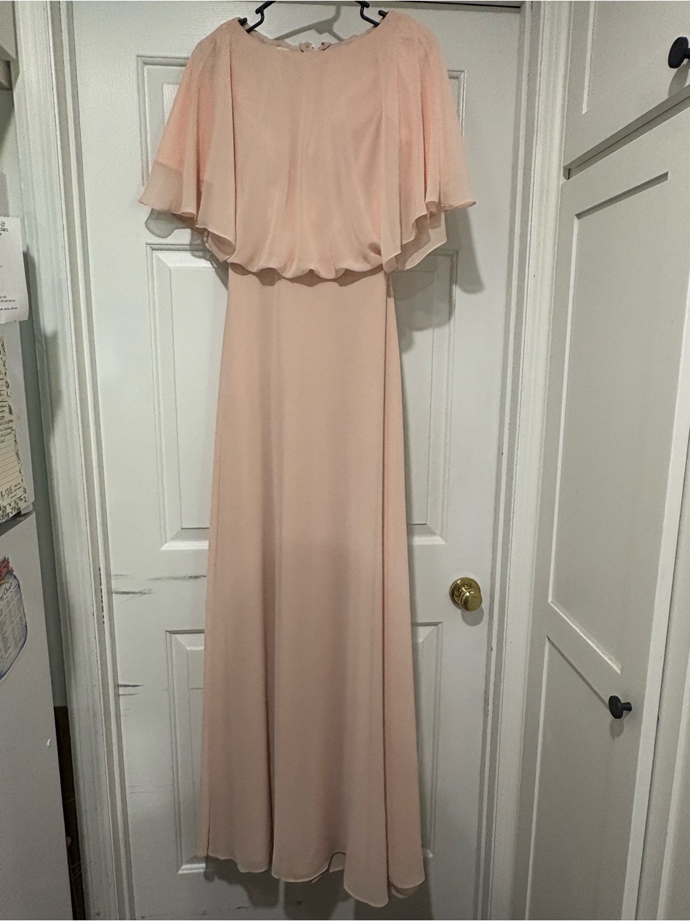Blush Pink Cape Sleeve Maxi Dress